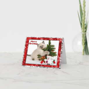 Carte de note de l'arbre de Noël Kitty Cat