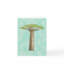Carte de note de l'arbre du baobab aquarelle