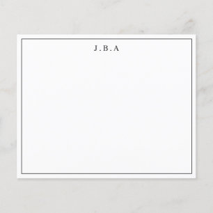 Carte de note de ligne de bordure de 3 monogrammes
