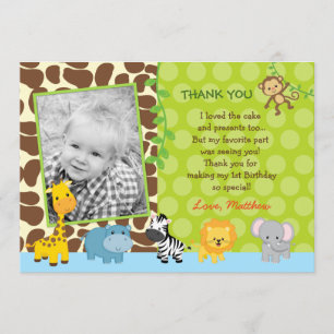 Carte de note de Merci d'anniversaire d'animaux de