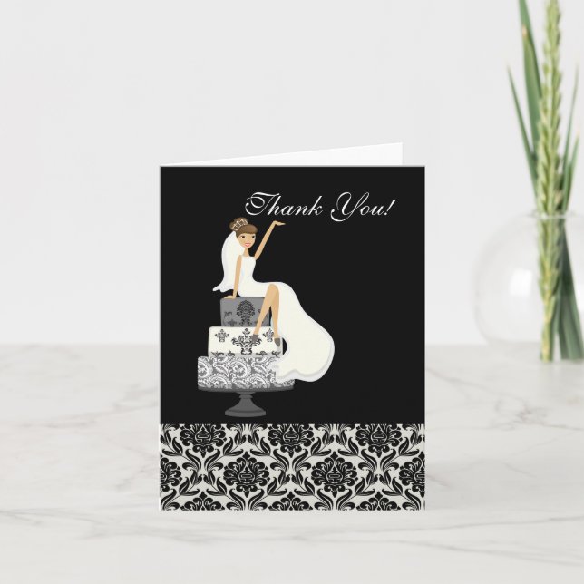 Carte de note de Merci de Fête de la mariée de (Devant)