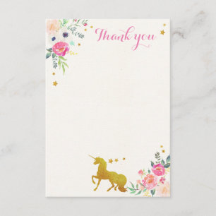 Carte de note de Merci de licorne