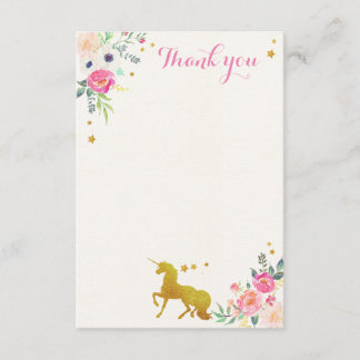 Carte de note de Merci de licorne