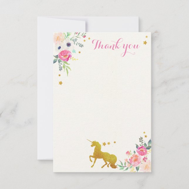 Carte de note de Merci de licorne (Devant)