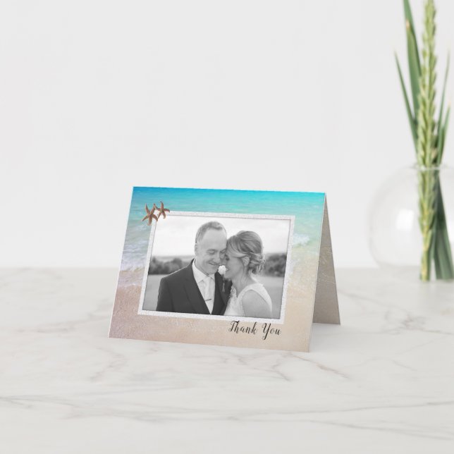 Carte de note de Merci de mariage de photo de (Devant)