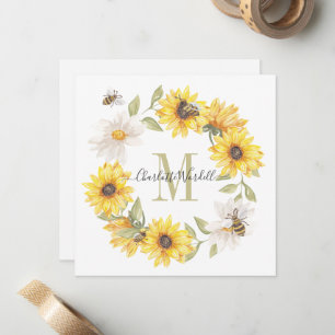 Carte de note de monogramme floral