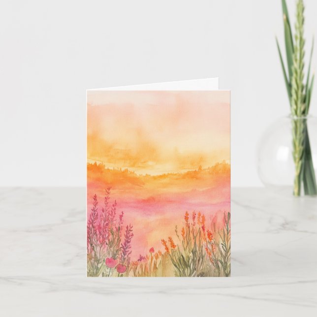Carte de note de nature aquarelle - lever de solei (Devant)