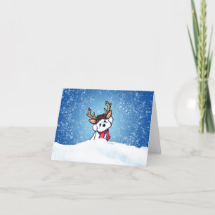 Carte de note de Noël Bichon Frise Reindeer