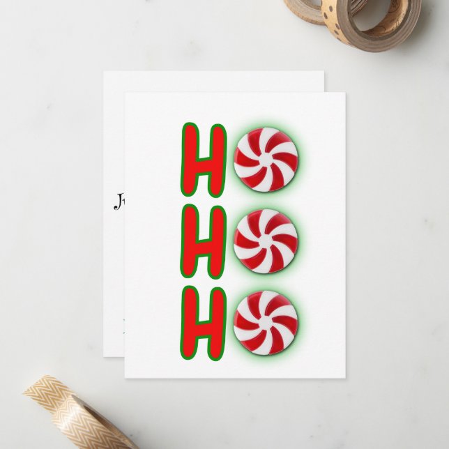 Carte de note de Noël Ho Ho Ho (Devant/Arrière en situation)