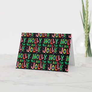 Carte de note de Noël Holly et Jolly