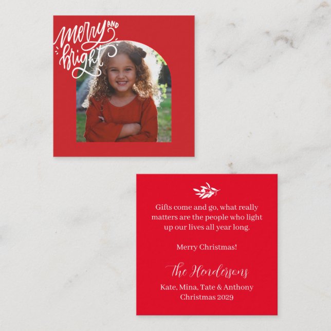 Carte de note de Noël Joyeux Joyeux Rouge (Devant / Derrière)