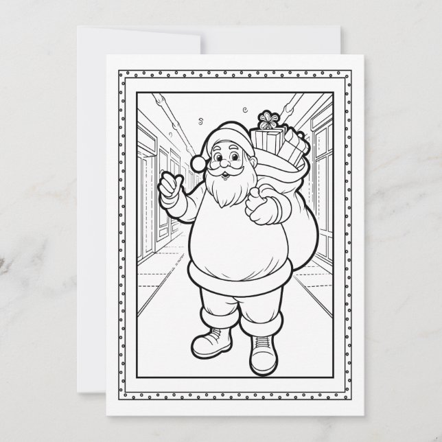Carte de note de Noël plat pour enfants Père Noël (Devant)