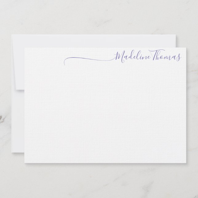Carte de note de nom de Lavender Script Moderne (Devant)