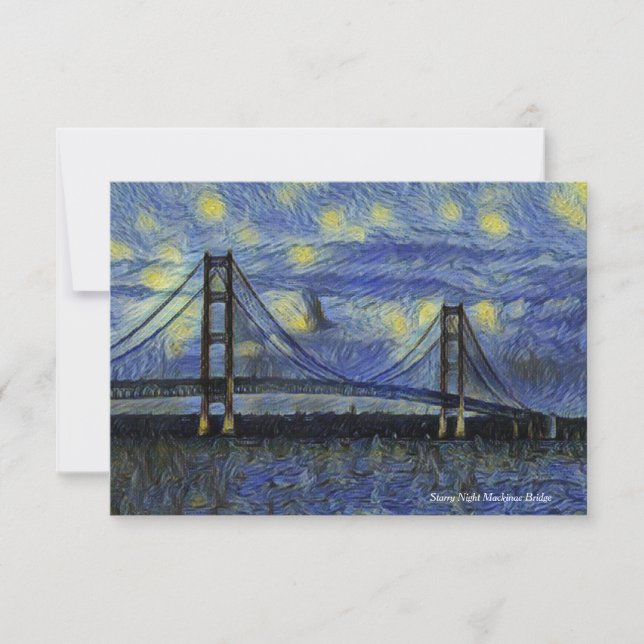 Carte de note de nuit du pont Mackinac (Devant)