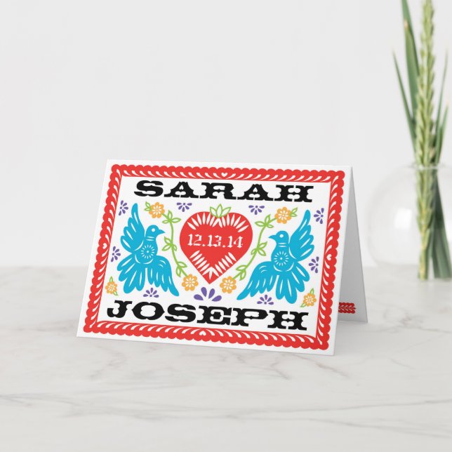 Carte de note de Papel Picado de perruches (Devant)