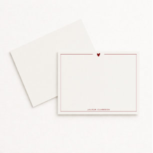Carte de note de papeterie minimaliste à cœur roug