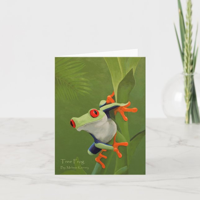 Carte de note de peinture de grenouille d'arbre (Devant)