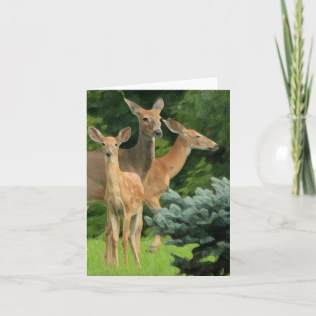 carte de note de portrait de famille de cerfs (Devant)