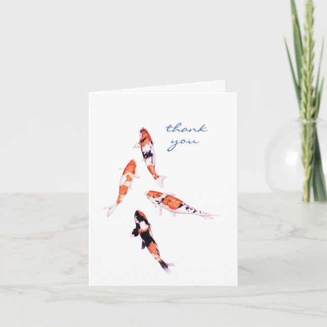 Carte de note de remerciement Koi blanc flottant (Devant)