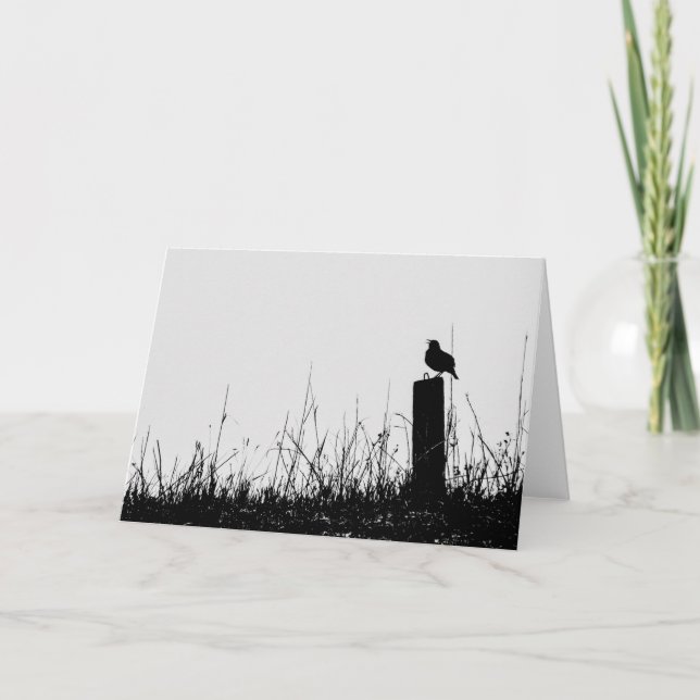 Carte de note de silhouette d'alouette de pré (Devant)