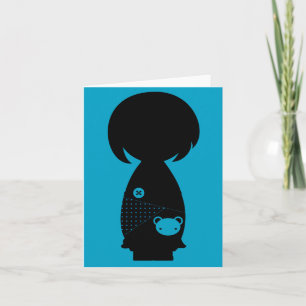 Carte de note de silhouette de Kawaii Kokeshi