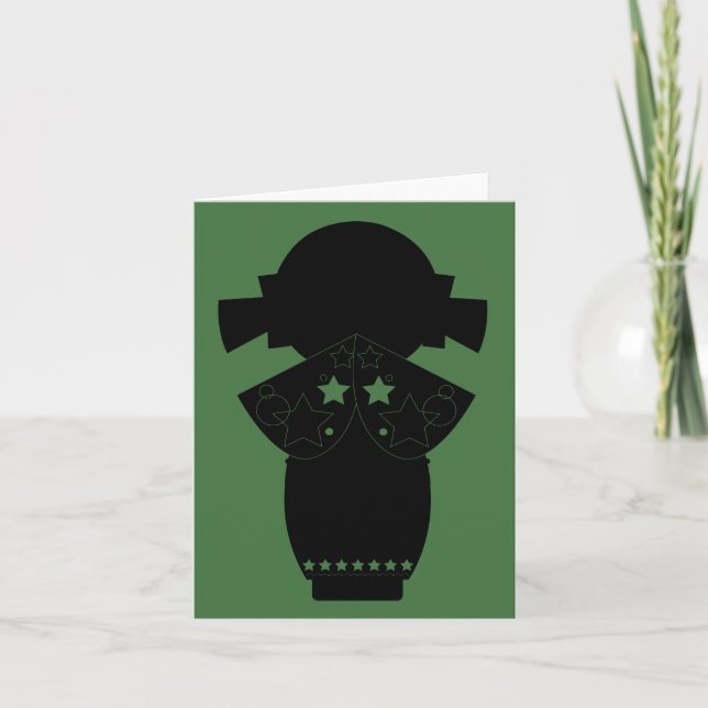 Carte de note de silhouette d'étoile de Kokeshi (Devant)