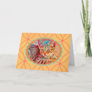 Carte de note de style Vintage Orange Kitten