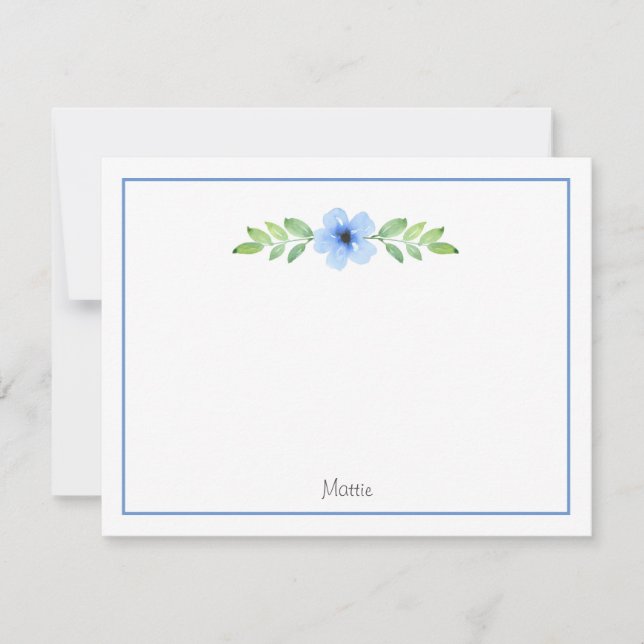 Carte de note de swag florale d'aquarelle bleue (Devant)