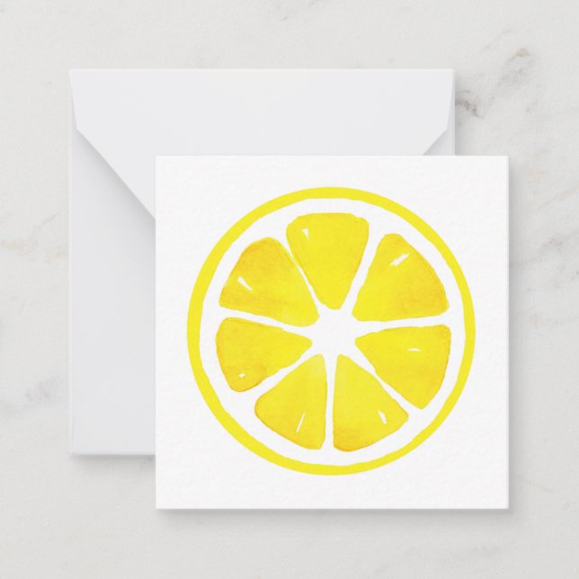 Carte de note de tranche de citron d'aquarelle (Devant)