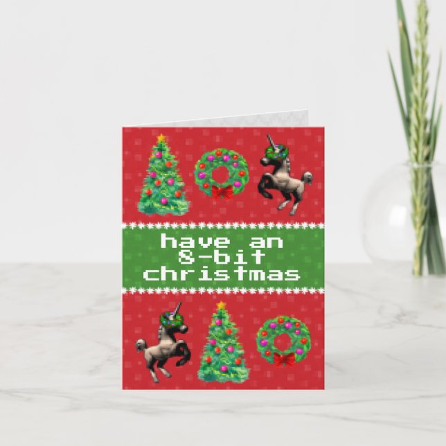 carte de note de vacances "de Noël à 8 bits" (Devant)