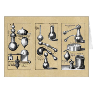 Carte de note des beakers et outils du laboratoire