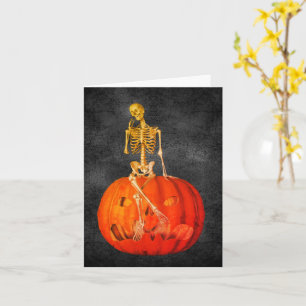 Carte de note d'Halloween Skeleton Jack-o'-lantern