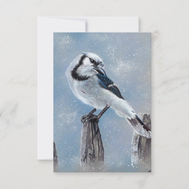 Carte de note d'oiseau de jay bleu (Devant)