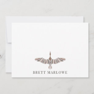 Carte de note d'oiseau peinte à la brosse assez él