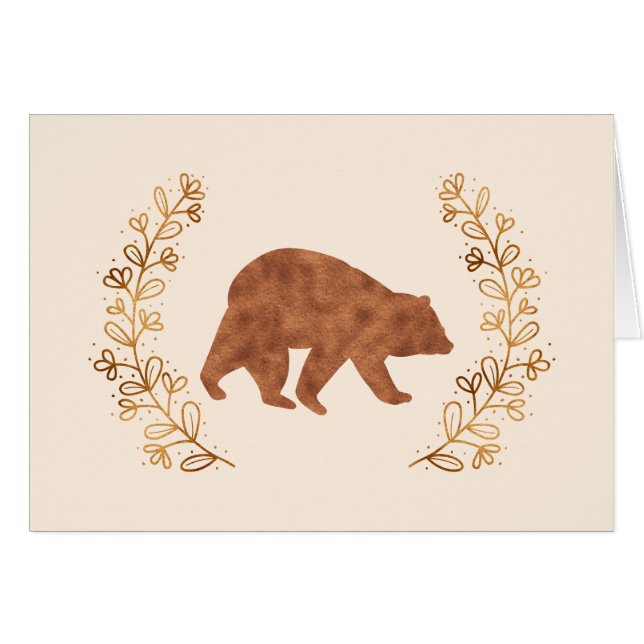Carte de note d'ours et de couronne en bronze (Devant Horizontal)