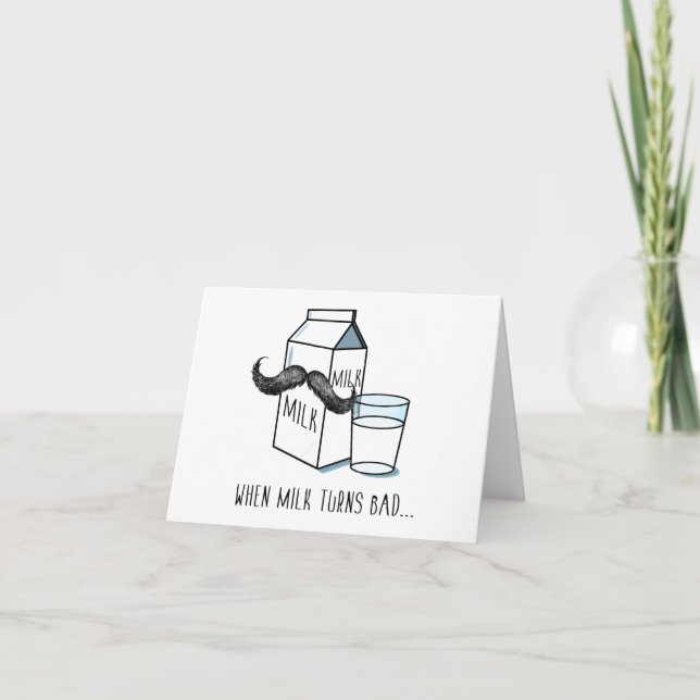 Carte de note drôle de lait et de moustache (Devant)