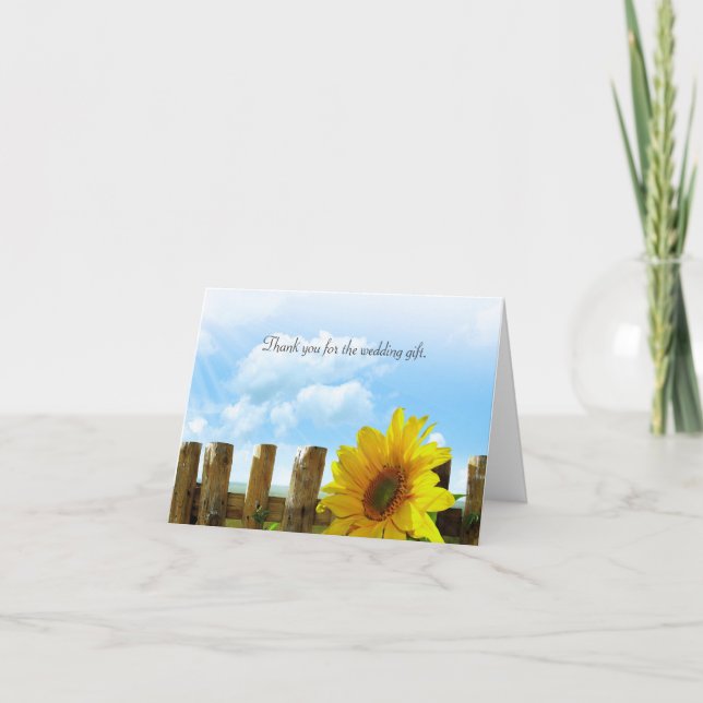 Carte de note du Mariage de tournesol Merci (Devant)
