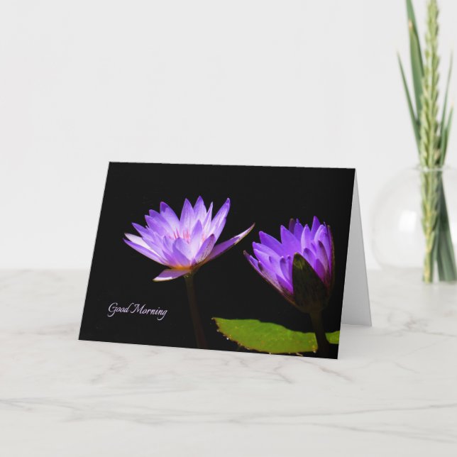 Carte de note du matin avec nappes d'eau violette (Devant)