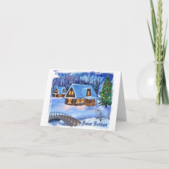 Carte de note du village de Noël pour la nuit d'hi (Devant)