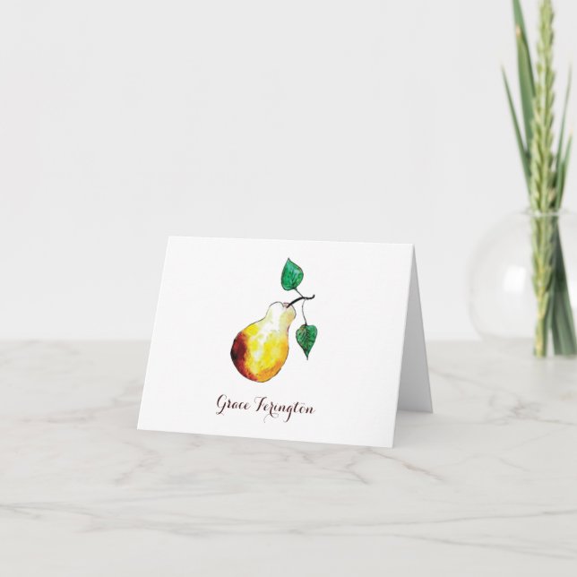 Carte de note élégante à poire à poire d'or tirée  (Devant)