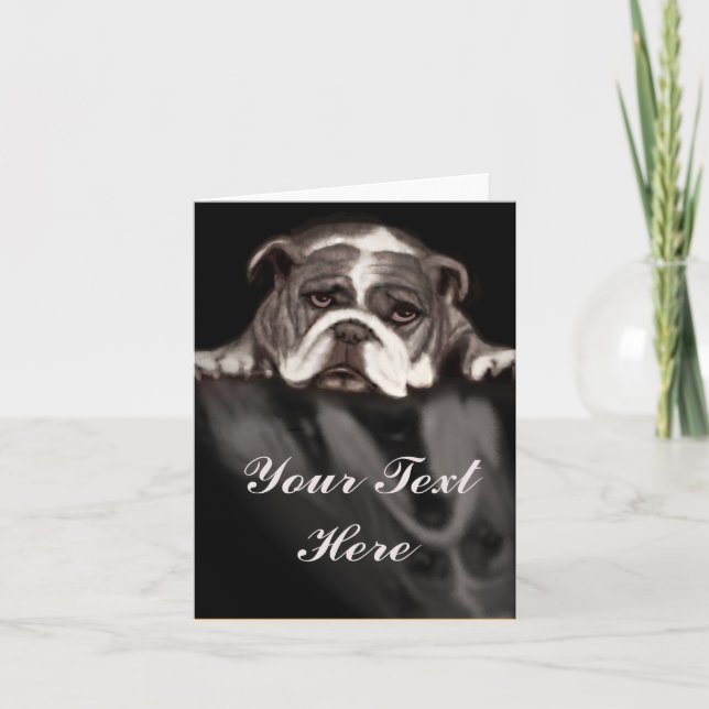 Carte de note émotive de bouledogue triste pour (Devant)