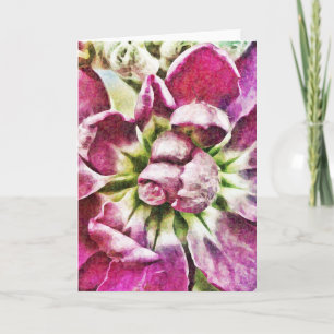 Carte de note en blanc peinte à la fleur Magenta
