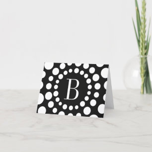 Carte de note en noir monogramme personnalisée