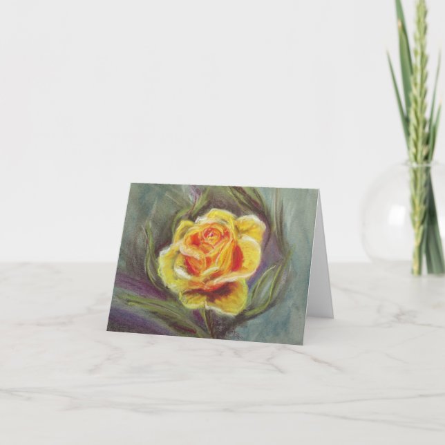 Carte de note en pastel de rose jaune de Zonta (Devant)