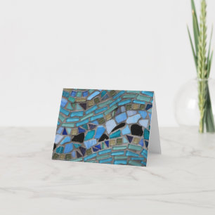 Carte de note en verre de mosaïque de mer bleue