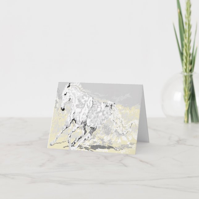 Carte de note Etalon blanc en mouvement (Devant)