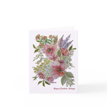 Carte de note/félicitations avec bouquet floral ro