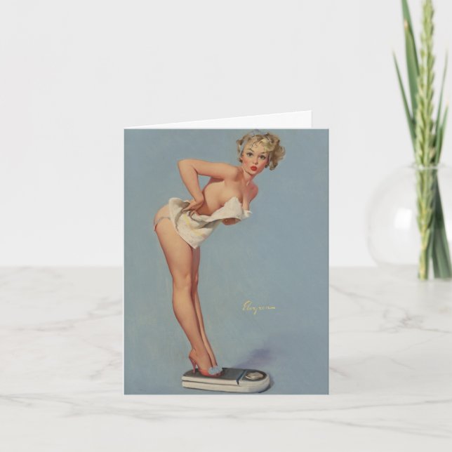 Carte de note "Femme à l'échelle de la salle de ba (Devant)
