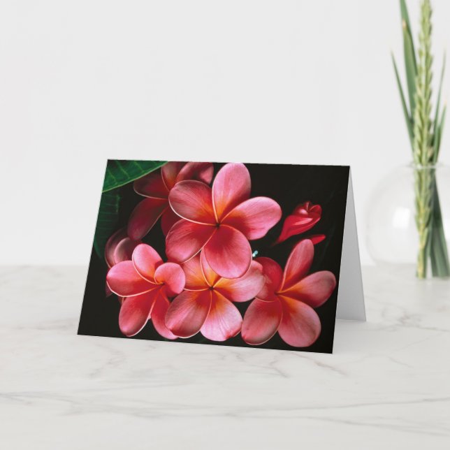 Carte de note fleurie rose chaud (Devant)