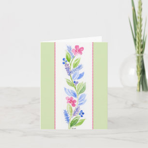 Carte de note florale aquarelle peinte à la main v